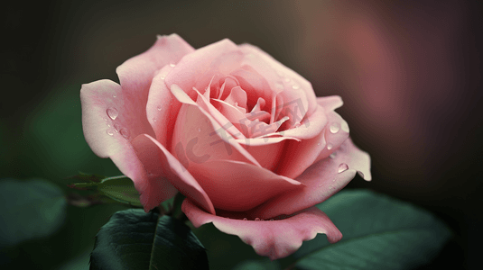 唯美玫瑰摄影照片_朦胧的粉色玫瑰花插画