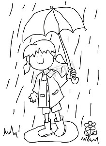 带伞的女孩摄影照片_带伞卡通的小女孩