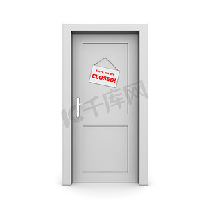 科室门牌摄影照片_封闭的灰色门与门牌