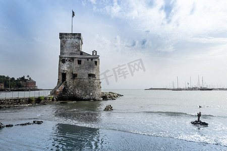 利古里亚摄影照片_海上城堡-拉帕洛-利古里亚-意大利
