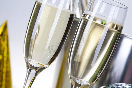 香槟，新年，庆典，鲜艳多彩的生动主题