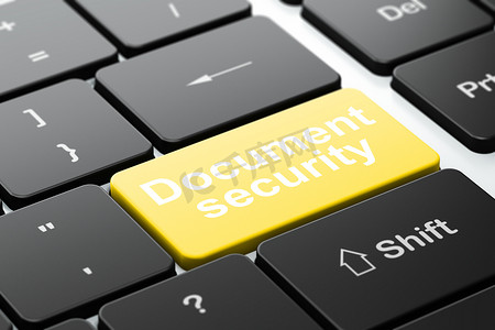 安全概念： 计算机键盘背景上的文档安全