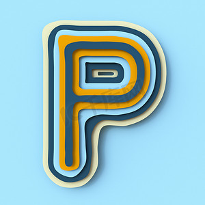 彩色纸层字体 Letter P 3D