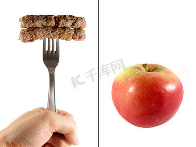 苹果肥胖摄影照片_肥胖或健康