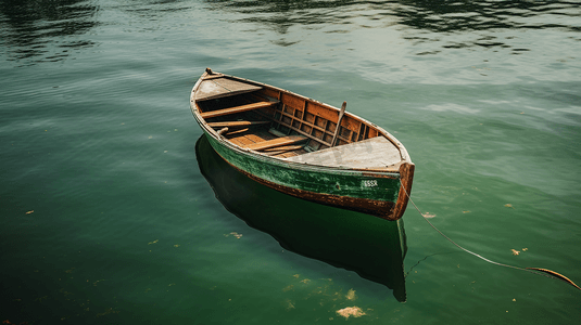 绿水上的棕色小船