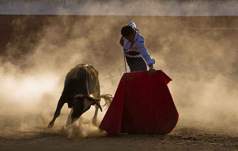 西班牙节日摄影照片_西班牙斗牛士 David Valiente 在 tentadero，西班牙