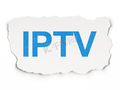数据网页蓝色摄影照片_网页设计理念： 纸背景上的 IPTV