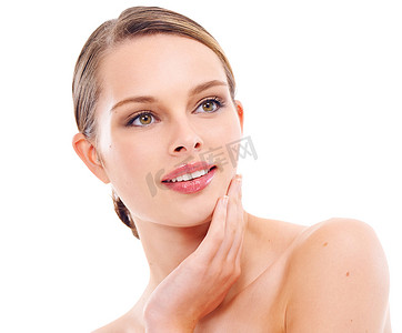 美容模特、面部或护肤化妆品、皮肤科自爱或保健保健常规。