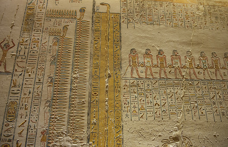 墓葬摄影照片_古埃及墓葬中的象形文字雕刻