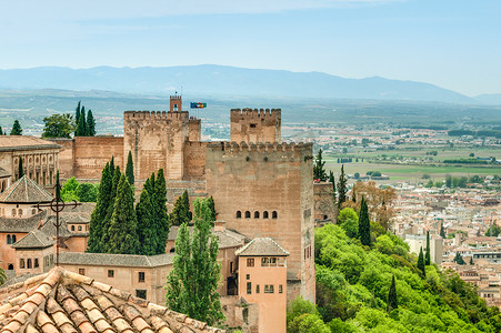 西班牙阿罕布拉古堡的场景。