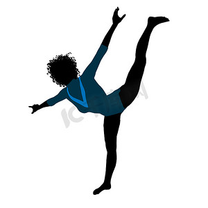 女性非洲裔美国体操运动员插图剪影