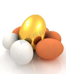 金黑色图标摄影照片_鸡蛋和金复活节彩蛋