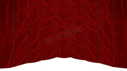具有美丽纺织图案的红色剧院幕布