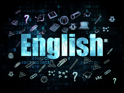 英语培训英语培训摄影照片_教育理念： 数字背景上的英语