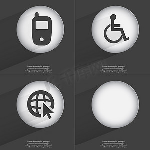 光标图标摄影照片_手机，残疾人，带有光标图标符号的网络。