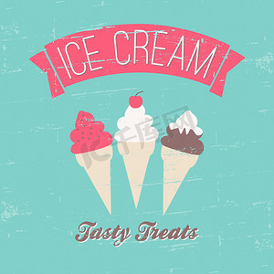 冰淇淋海报冰淇淋摄影照片_复古冰淇淋海报
