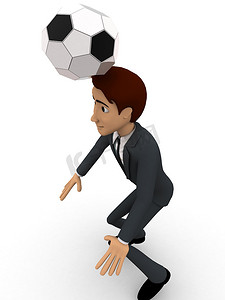 踢足球立体摄影照片_3d 立体人用头概念踢足球
