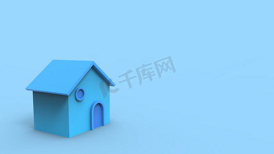 浅蓝色背景的小天蓝色房子HD。