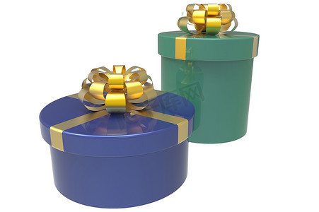 两个蓝色和绿色的礼盒