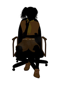 坐在椅子上的女童子军插画剪影