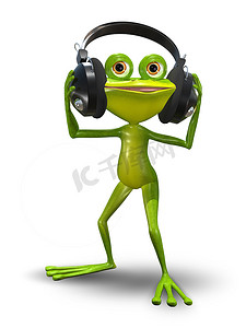 戴耳机的青蛙