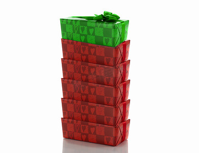 红色礼物库存中的绿色包装
