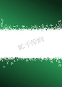 圣诞节背景绿色摄影照片_与雪花的绿色圣诞节背景