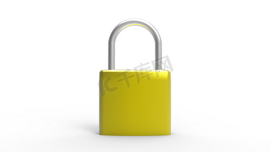 挂锁 HD  金黄色金属挂锁，白色背景上的金属上带有“锁”字样。
