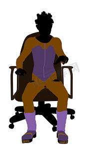 非洲裔美国女性青少年滑雪者坐在椅子上插画剪影