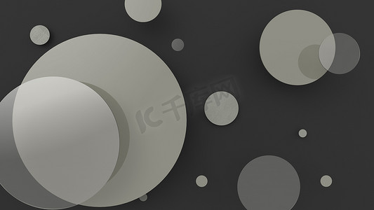 透明灰色背景摄影照片_彩色背景上的灰色金属和不透明圆圈和圆柱体。