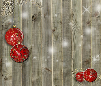 在木背景的圣诞节装饰。