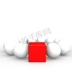 红色正方形和白色球体