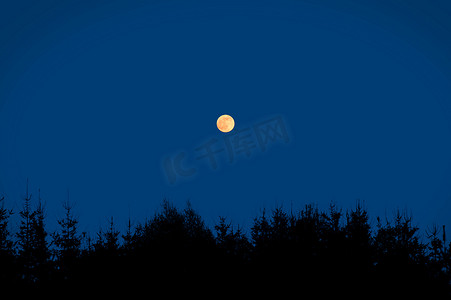 黑色月球摄影照片_与月亮的夜景。