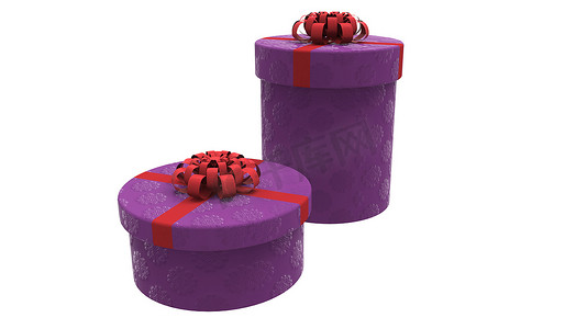 两个紫色礼盒