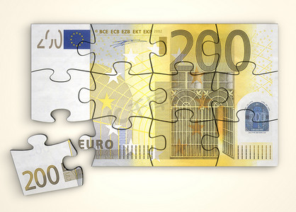 200 欧元纸币拼图 - 顶视图