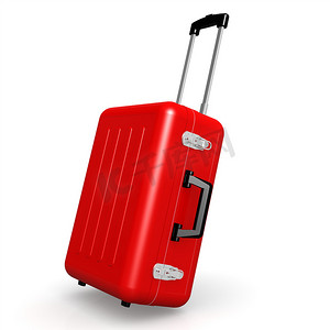 红色公文包摄影照片_在角度位置的红色行李