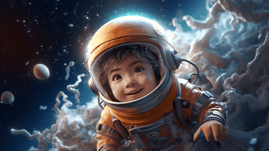 卡通星球太空摄影照片_卡通宇航员数字艺术