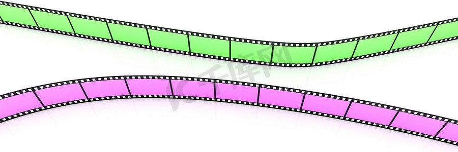 条框摄影照片_绿色和洋红色 3d 空白电影