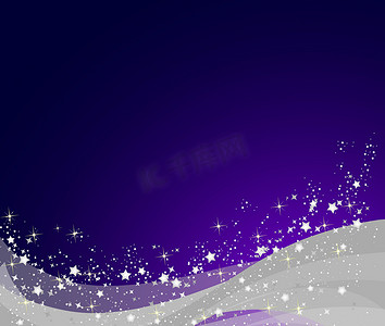 紫色星星装饰摄影照片_带星星的紫色圣诞背景插图