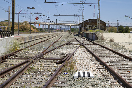 金属火车轨道，西班牙铁路的细节