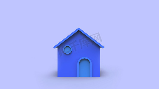 浅青色背景的小蓝房子HD。