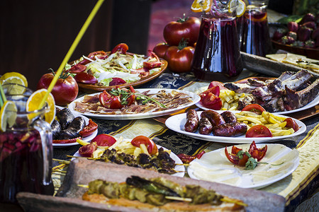 地中海美食盘、欧洲美食、Sp 的中世纪集市