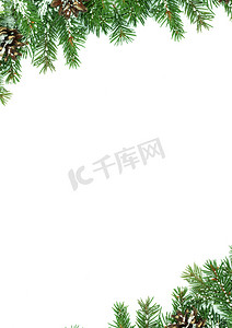 下雪花摄影照片_白色背景下雪花的圣诞框架