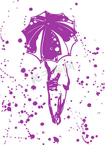 抽象构图-带雨伞的女孩