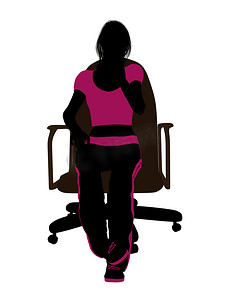 坐在椅子剪影上的女性锻炼