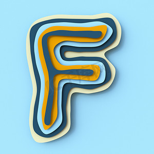 彩色纸层字体 Letter F 3D