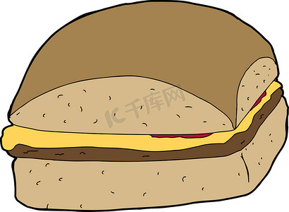 卡通食物涂鸦摄影照片_方形汉堡包卡通
