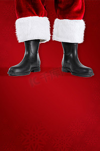 红靴子摄影照片_圣诞老人靴子的合成图像