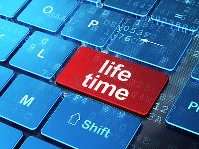 时间轴概念： 计算机键盘背景上的生命时间