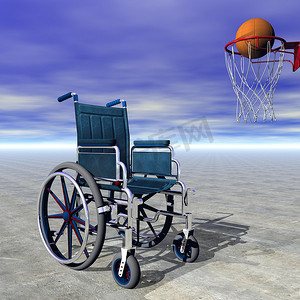 残疾人篮球- 3D 渲染